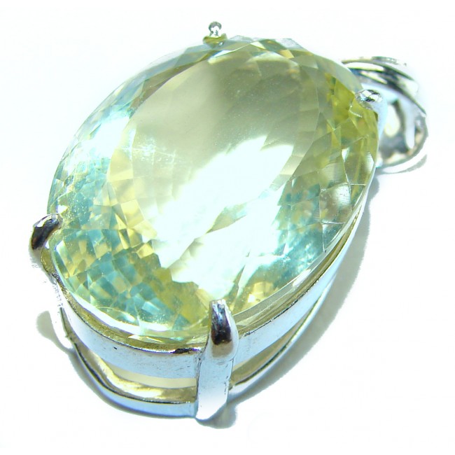Perfection Oval cut 25.3 carat Lemon Quartz .925 Sterling Silver handcrafted pendant
