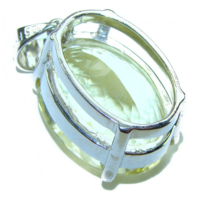 Perfection Oval cut 25.3 carat Lemon Quartz .925 Sterling Silver handcrafted pendant