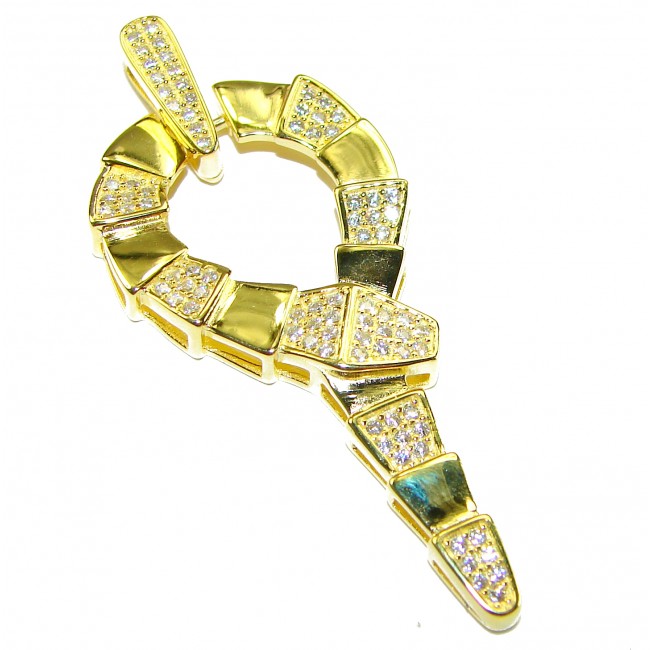 Cleopatra - The Egyptian Cobra White Sapphire 18K Gold over .925 Sterling Silver Pendant