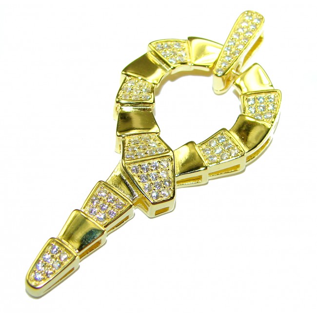 Cleopatra - The Egyptian Cobra White Sapphire 18K Gold over .925 Sterling Silver Pendant