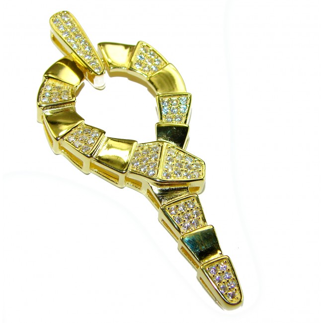 Cleopatra - The Egyptian Cobra White Sapphire 18K Gold over .925 Sterling Silver Pendant