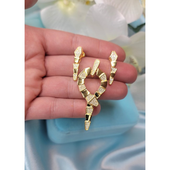 Cleopatra - The Egyptian Cobra White Sapphire 18K Gold over .925 Sterling Silver Pendant