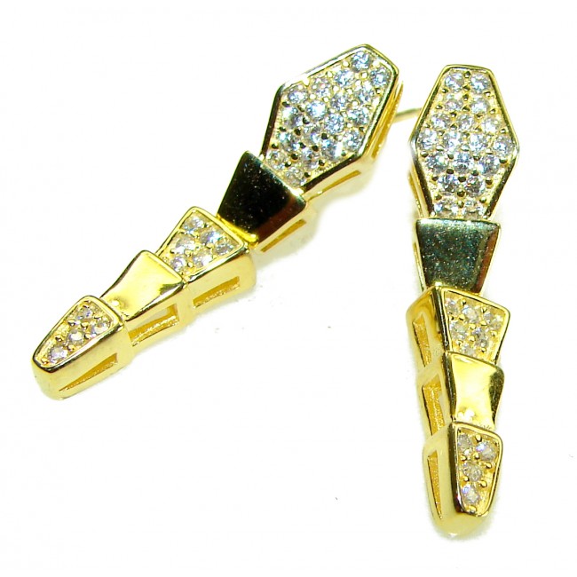 Cleopatra - The Egyptian Cobra White Sapphire 18K Gold over .925 Sterling Silver handcrafted Earrings