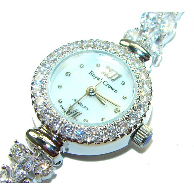 Precious 55.8 carat Authentic White Topaz .925 Sterling Silver handmade Bracelet - Watch