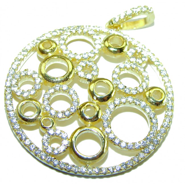 Exquisite vintage style 6.8 carat White Sapphire 18K Gold over .925 Sterling Silver handcrafted Made in Italy Statement pendant