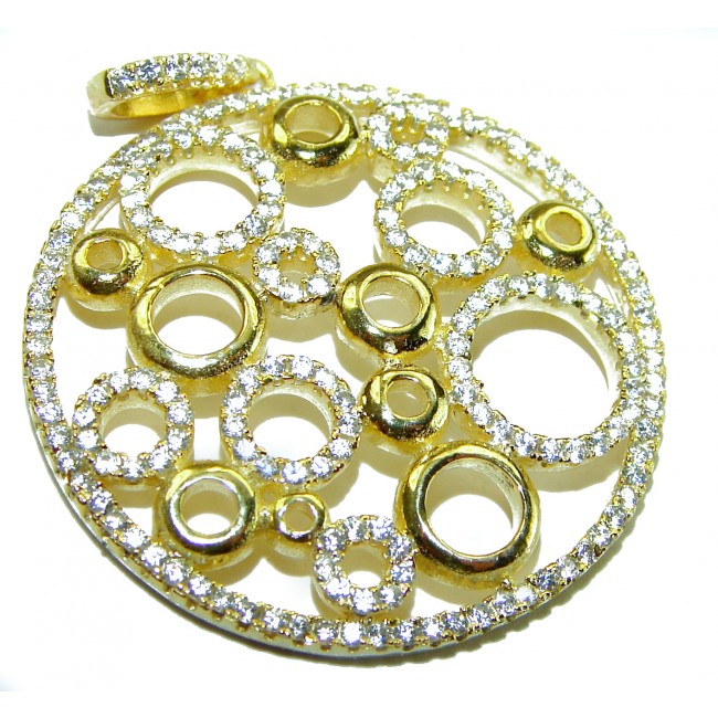 Exquisite vintage style 6.8 carat White Sapphire 18K Gold over .925 Sterling Silver handcrafted Made in Italy Statement pendant