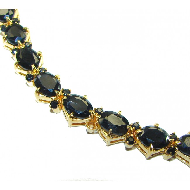 Luxurious 30.4 carat Sapphire 14K Gold over .925 Sterling Silver handcrafted Bracelet - Close-up of sapphire bracelet in 14K gold over sterling silver.