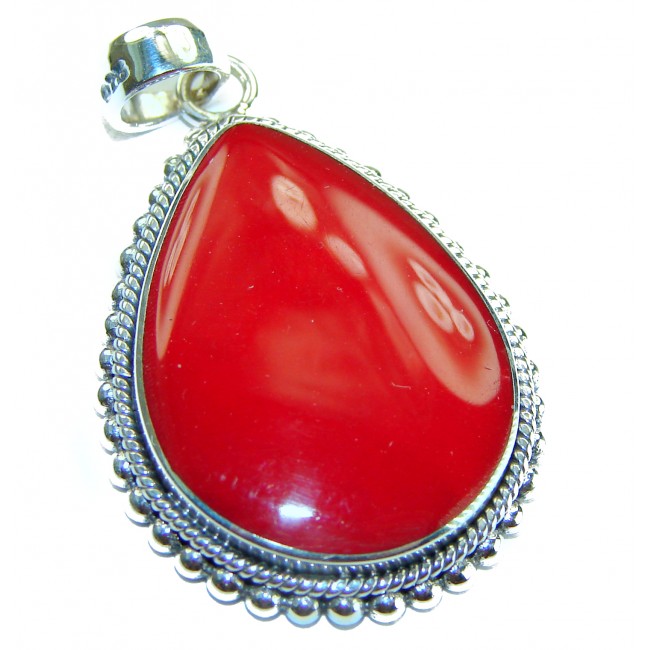 Bright Energy Authentic Coral .925 Sterling Silver Bali handmade pendant