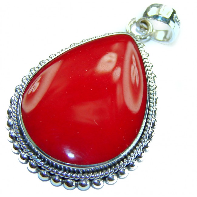 Bright Energy Authentic Coral .925 Sterling Silver Bali handmade pendant