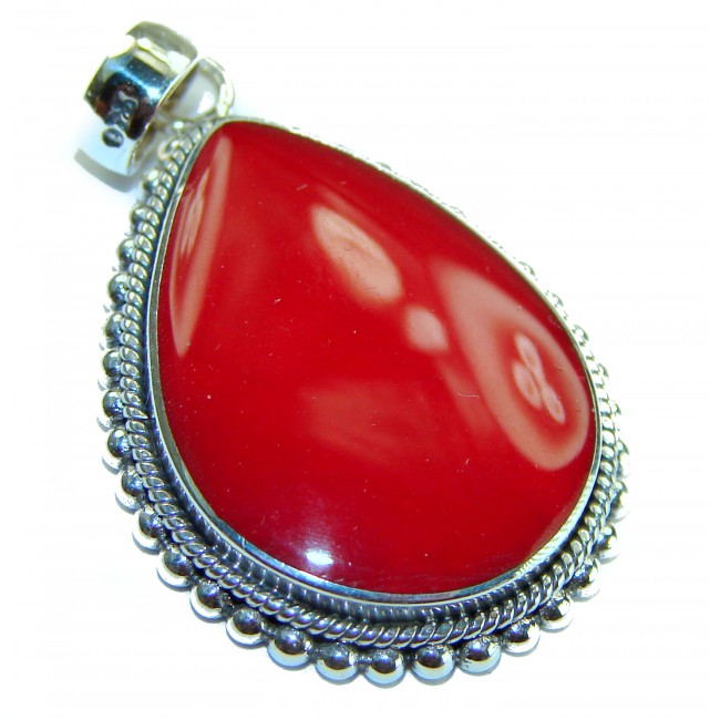 Bright Energy Authentic Coral .925 Sterling Silver Bali handmade pendant