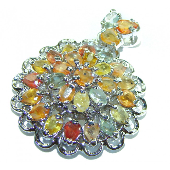 15.4 carat Authentic multicolor Sapphire .925 Sterling Silver handcrafted pendant