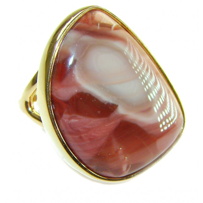 Genuine Imperial Jasper 14K Gold over .925 Sterling Silver handcrafted ring s. 6 3/4