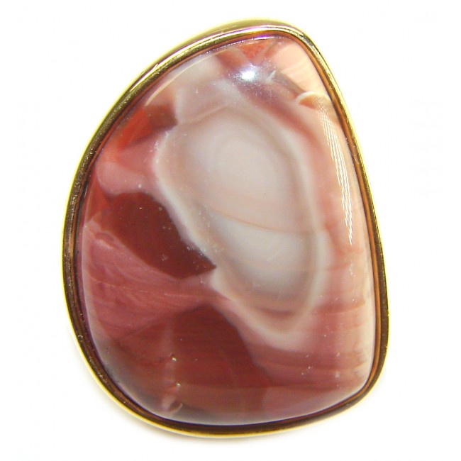 Genuine Imperial Jasper 14K Gold over .925 Sterling Silver handcrafted ring s. 6 3/4