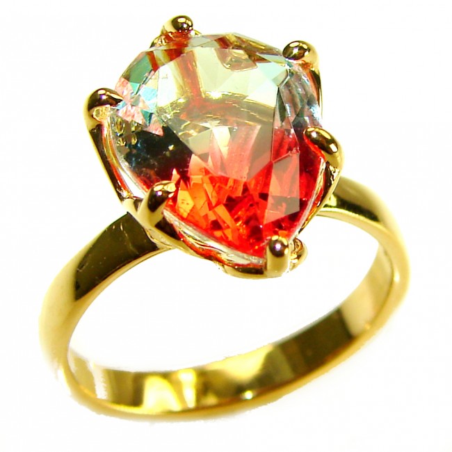 6.9 carat pear cut Brazilian Tourmaline 14K Gold over .925 Sterling Silver Perfectly handcrafted Ring s. 7