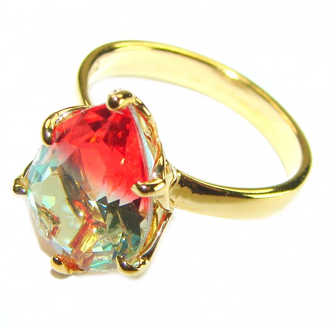 6.9 carat pear cut Brazilian Tourmaline 14K Gold over .925 Sterling Silver Perfectly handcrafted Ring s. 7