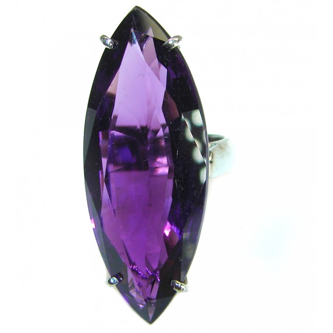Marquise cut 33.2 carat Amethyst 14K Gold over .925 Sterling Silver Handcrafted Large Ring size 5