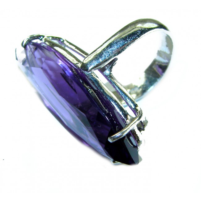 Marquise cut 33.2 carat Amethyst 14K Gold over .925 Sterling Silver Handcrafted Large Ring size 5