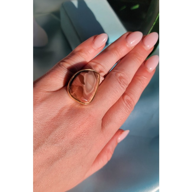 Genuine Imperial Jasper 14K Gold over .925 Sterling Silver handcrafted ring s. 6 3/4