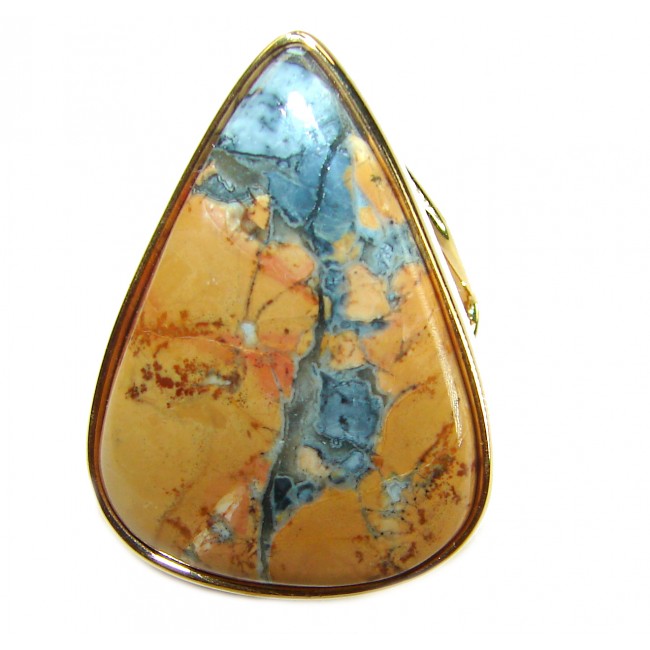 Classy Style Excellent quality Maligano Jasper 14K Gold over .925 Sterling Silver handcrafted Ring s. 8 1/4