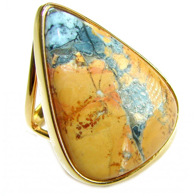 Classy Style Excellent quality Maligano Jasper 14K Gold over .925 Sterling Silver handcrafted Ring s. 8 1/4
