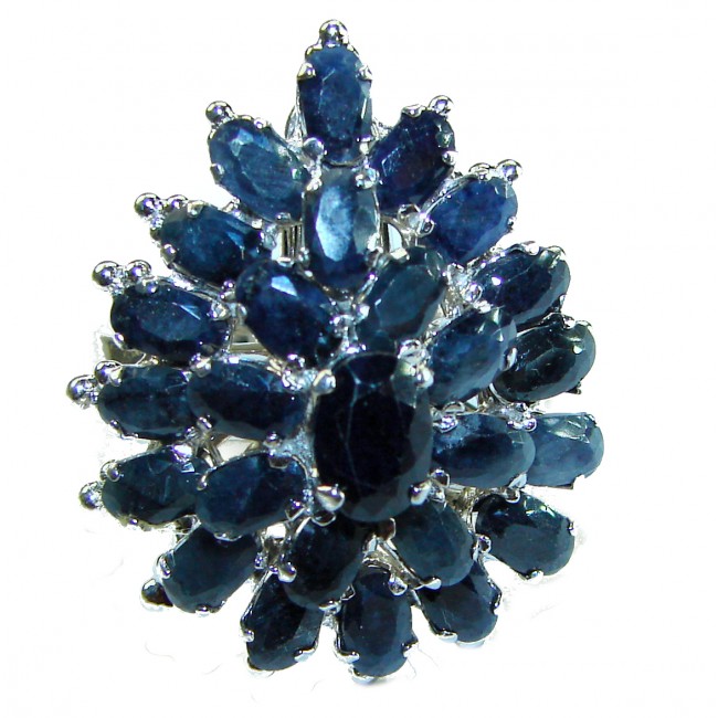 Endlessly Enchanting - 17.2 carat Authentic Sapphire .925 Sterling Silver handmade Statement Ring size 7 1/4
