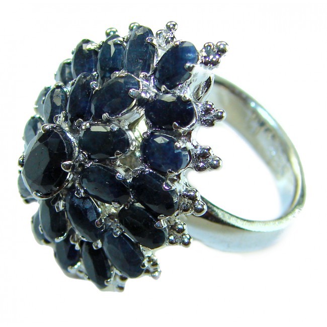 Endlessly Enchanting - 17.2 carat Authentic Sapphire .925 Sterling Silver handmade Statement Ring size 7 1/4
