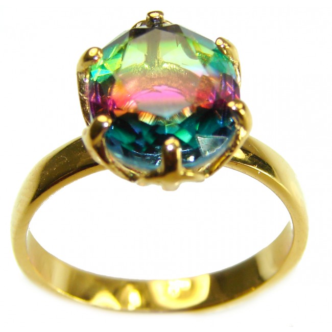 5.9 carat pear cut Brazilian Tourmaline 14K Gold over .925 Sterling Silver Perfectly handcrafted Ring s. 7