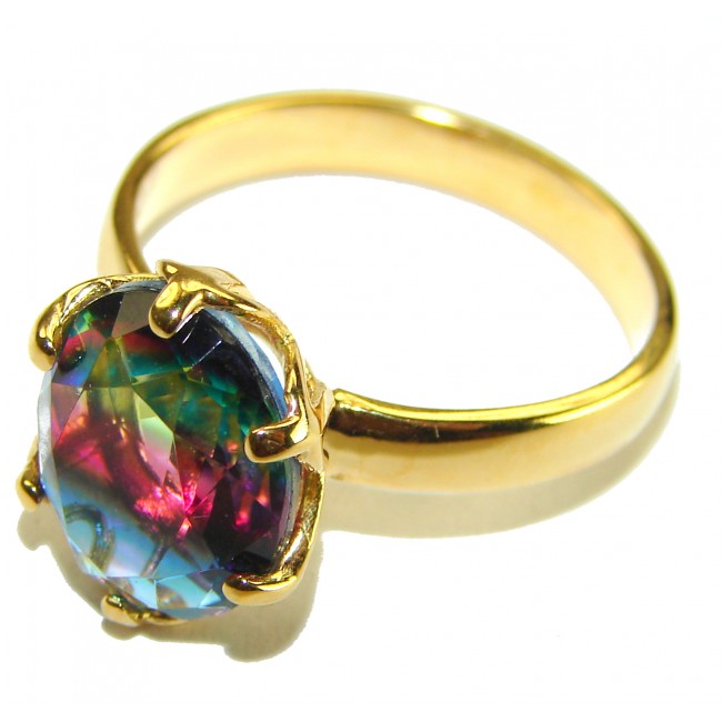 5.9 carat pear cut Brazilian Tourmaline 14K Gold over .925 Sterling Silver Perfectly handcrafted Ring s. 7