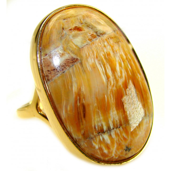 Large Silky Golden Pietersite 14K Gold over .925 Sterling Silver handmade Ring size 9 3/4