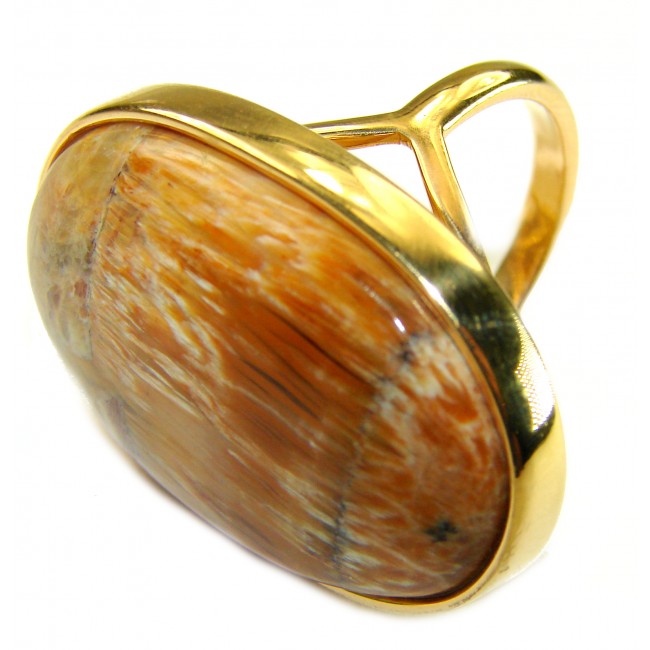 Large Silky Golden Pietersite 14K Gold over .925 Sterling Silver handmade Ring size 9 3/4