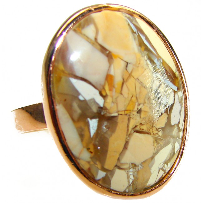 Flawless Australian Bracciated Mookaite 14K Gold over .925 Sterling Silver Ring size 8 adjustable