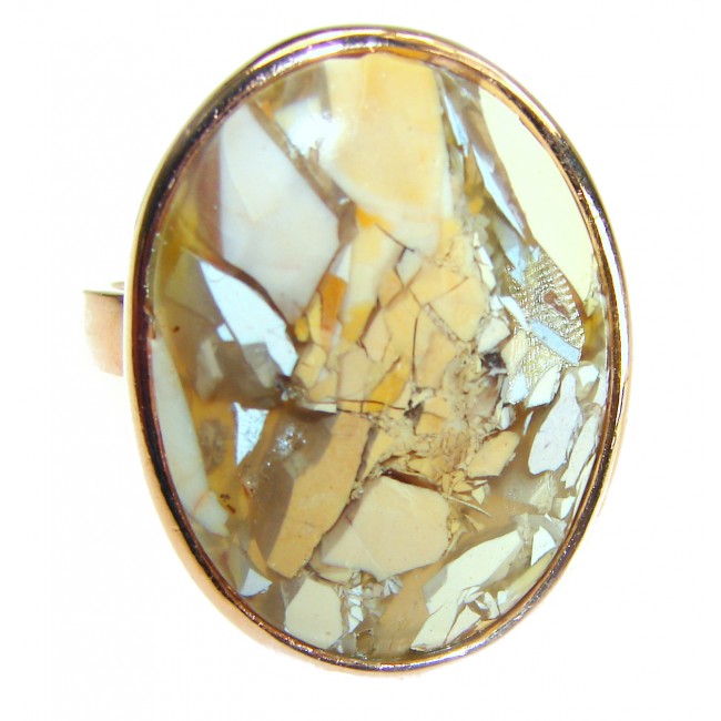 Flawless Australian Bracciated Mookaite 14K Gold over .925 Sterling Silver Ring size 8 adjustable