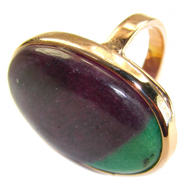 Rare Ruby fuchsite 14K Gold over .925 Sterling Silver handmade Ring size 8 adjustable