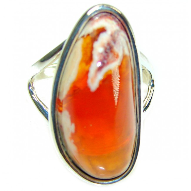 Inner Fire best quality 21.4 carat Mexican Opal 18K Gold over .925 Sterling Silver handmade ring 9 - Close-up of oval Mexican Opal ring in 18K gold setting.