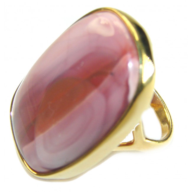 Genuine Imperial Jasper 14K Gold over .925 Sterling Silver handcrafted ring s. 7
