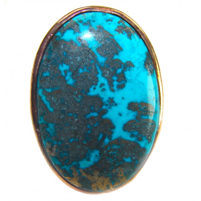 Authentic Parrot's Wing Chrysocolla 18K Gold over .925 Sterling Silver handcrafted ring size 8 adjustable