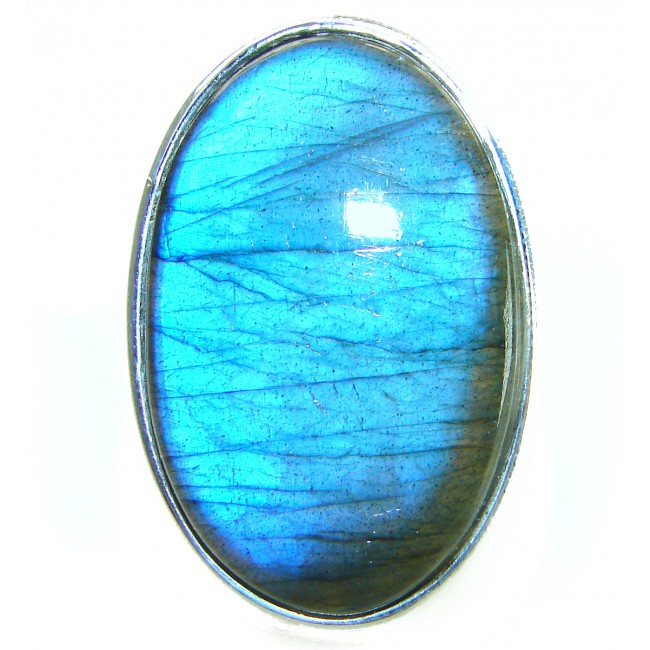 Shimmering Natural Labradorite .925 Sterling Silver handcrafted Large ring size 8 adjustable