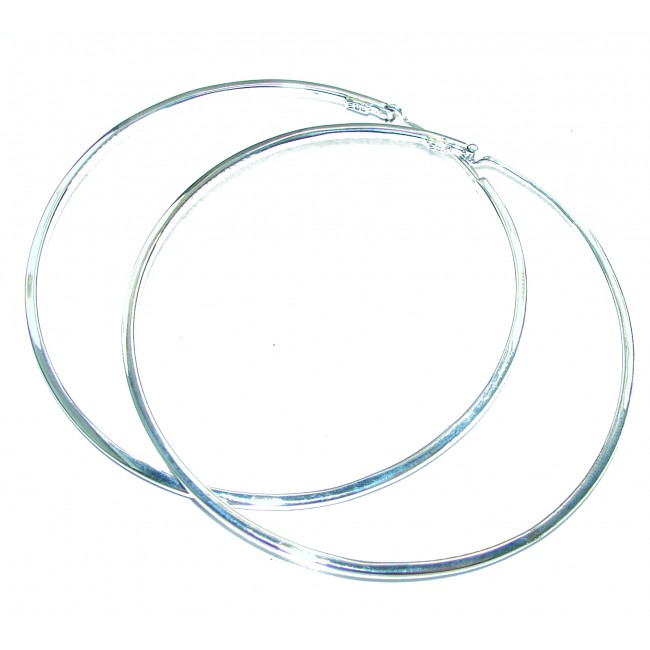 Oversized 3 3/4 inches long .925 Sterling Silver handmade Hoop Earrings