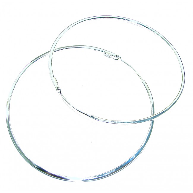 Oversized 3 3/4 inches long .925 Sterling Silver handmade Hoop Earrings