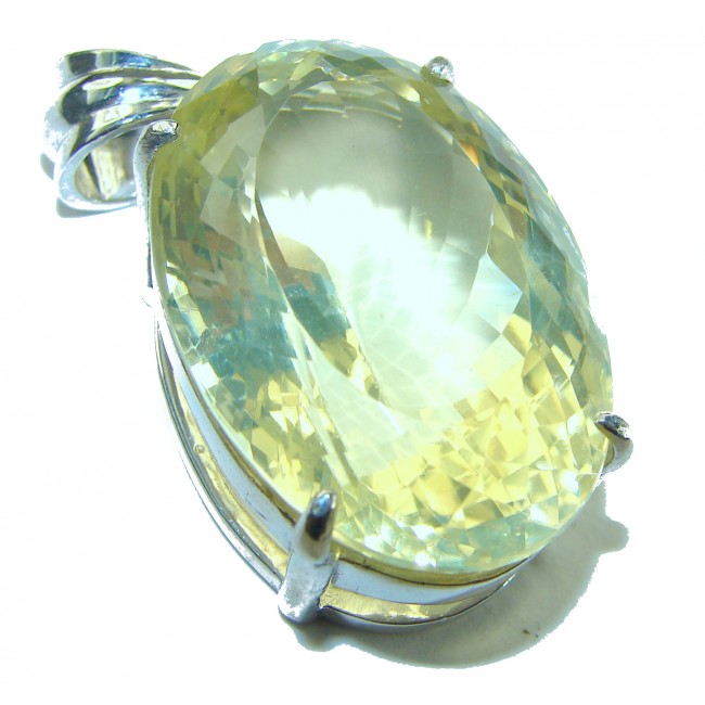Perfection Oval cut 42.3 carat Lemon Quartz .925 Sterling Silver handcrafted pendant