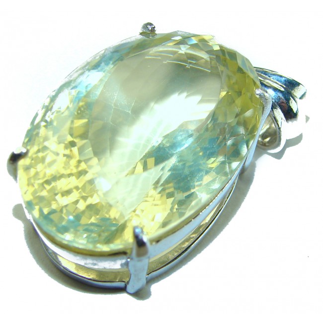 Perfection Oval cut 42.3 carat Lemon Quartz .925 Sterling Silver handcrafted pendant