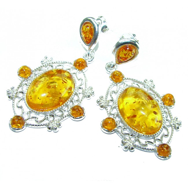 Natural Amber .925 Sterling Silver handmade earrings