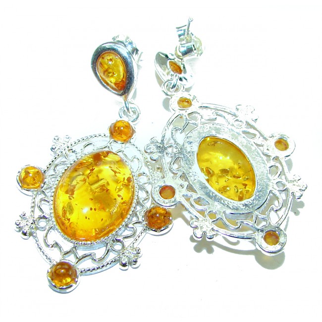 Natural Amber .925 Sterling Silver handmade earrings