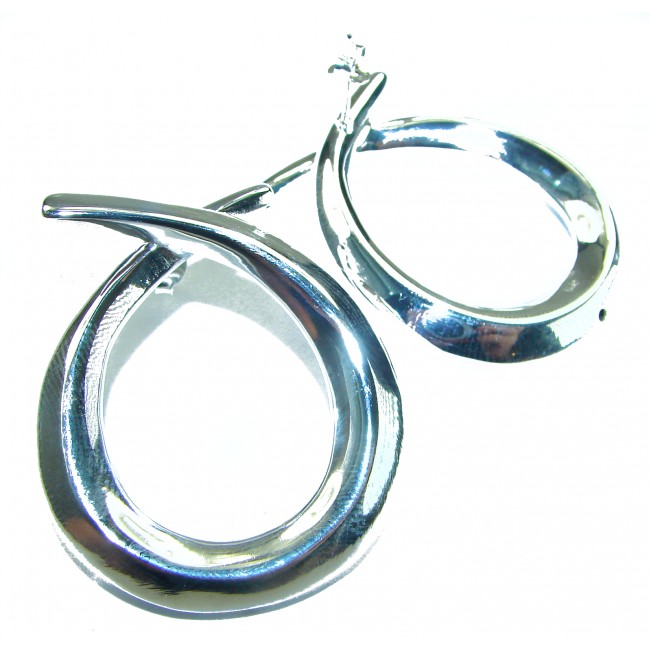 Large 1 5/8 inches long highly polished .925 Sterling Silver Italy made Earrings