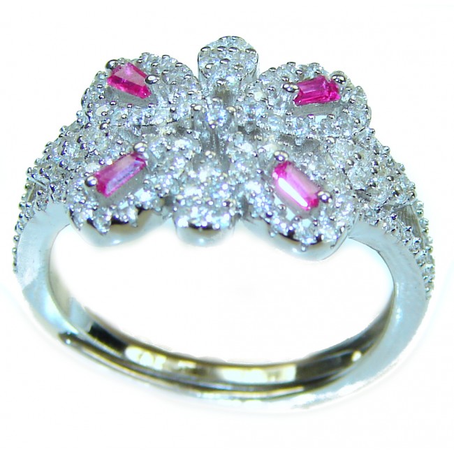 Pure Luxury 4.2 carat natural Ruby .925 Sterling Silver handmade Statement Sterling Silver ring size 6 3/4