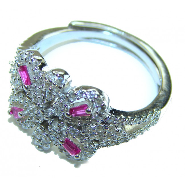 Pure Luxury 4.2 carat natural Ruby .925 Sterling Silver handmade Statement Sterling Silver ring size 6 3/4