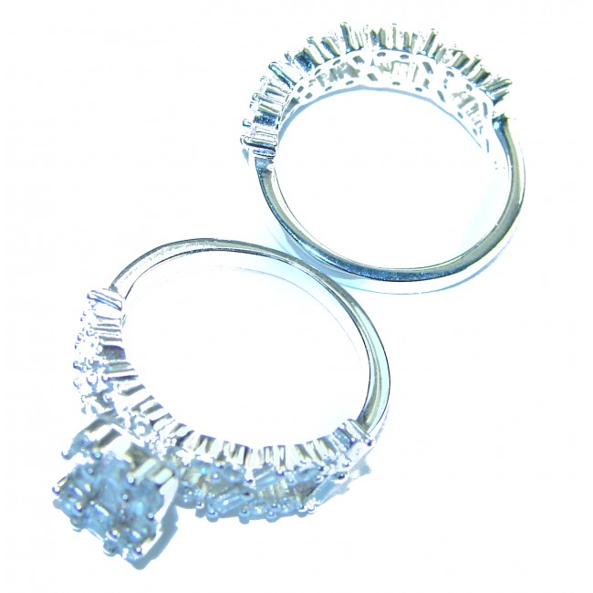 8.8 carat White Topaz .925 Sterling Silver brilliantly handcrafted stack ring s. 5 - Top view of 8.8 carat white topaz sterling silver rings.