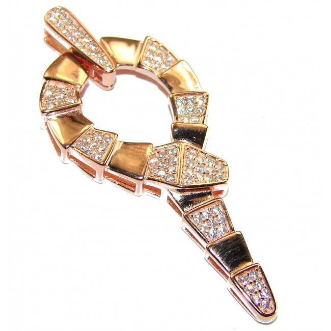 Cleopatra - The Egyptian Cobra White Sapphire 18K Rose Gold over .925 Sterling Silver Pendant