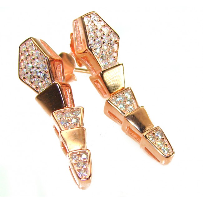 The Egyptian Cobra White Sapphire 18K Rose Gold over .925 Sterling Silver handcrafted Earrings