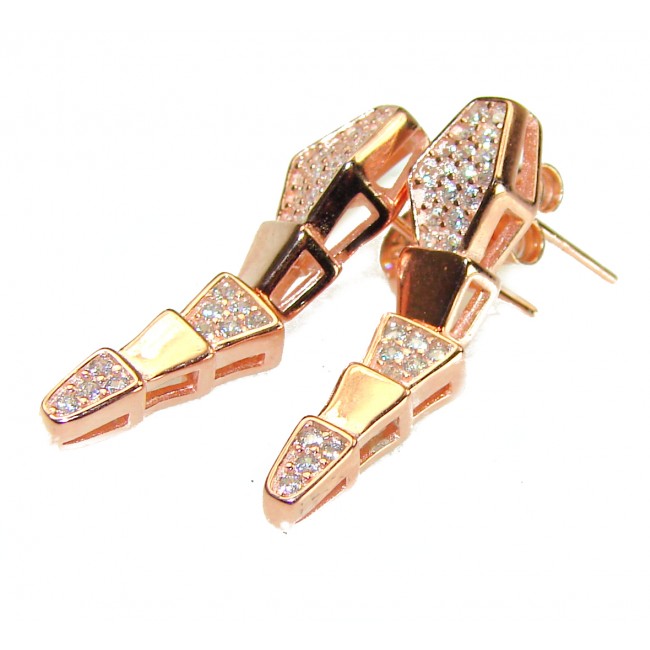The Egyptian Cobra White Sapphire 18K Rose Gold over .925 Sterling Silver handcrafted Earrings